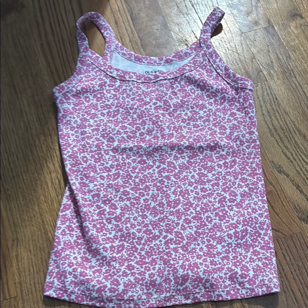 Old Navy Pink and White Floral Tank Top